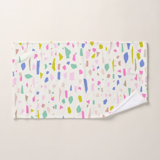 Bright fragment van Terrazzo Pattern Bad Handdoek (Handdoek)