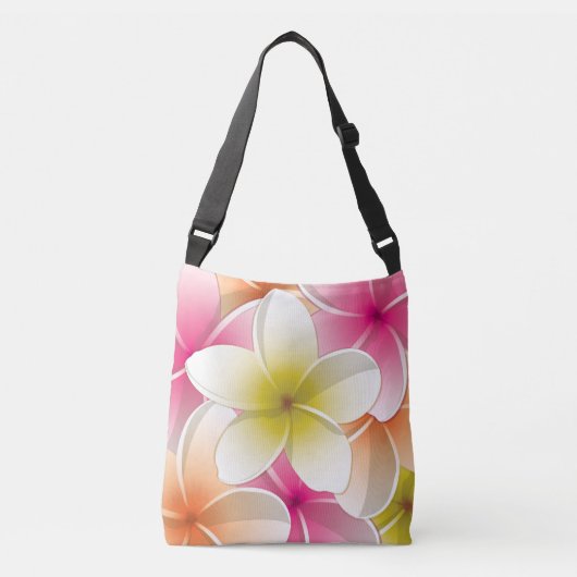 Bright Frangipani/Plumeria bloemen Crossbody Tas (Voorkant)