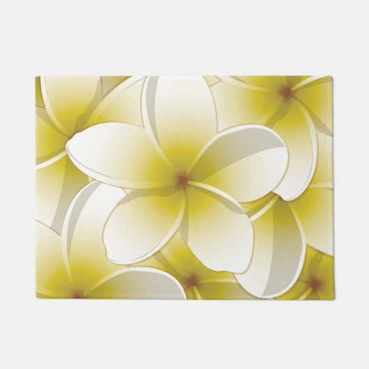Bright Frangipani/Plumeria bloemen Deurmat (Voorkant)