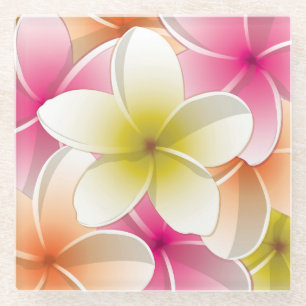Bright Frangipani/Plumeria bloemen Glazen Onderzetter