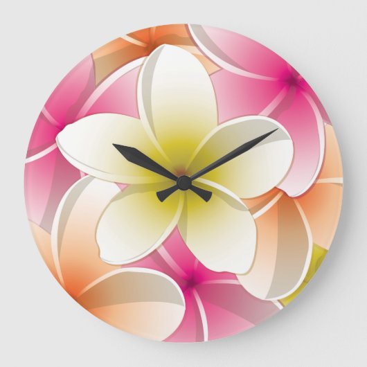 Bright Frangipani/Plumeria bloemen Grote Klok (Voorkant)