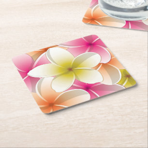 Bright Frangipani/Plumeria bloemen Kartonnen Onderzetters