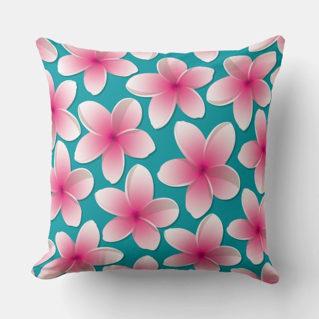 Bright Frangipani/Plumeria bloemen Kussen (Voorkant)