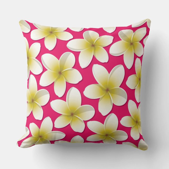 Bright Frangipani/Plumeria bloemen Kussen (Voorkant)