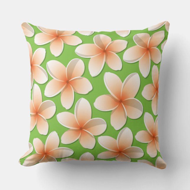 Bright Frangipani/Plumeria bloemen Kussen (Voorkant)