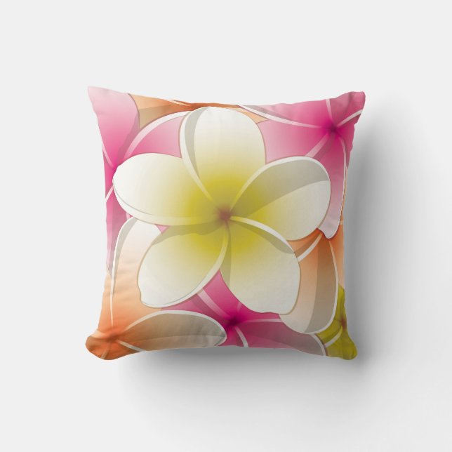 Bright Frangipani/Plumeria bloemen Kussen (Voorkant)