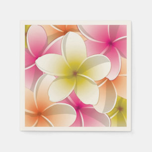 Bright Frangipani/Plumeria bloemen Servet