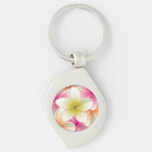Bright Frangipani/Plumeria bloemen Sleutelhanger