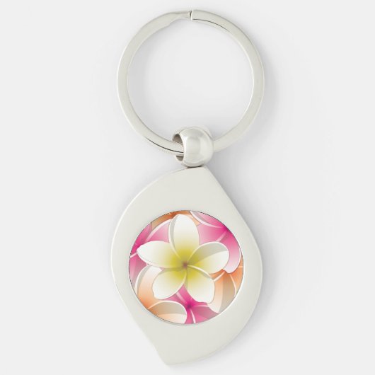Bright Frangipani/Plumeria bloemen Sleutelhanger (Voorkant)