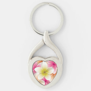 Bright Frangipani/Plumeria bloemen Sleutelhanger