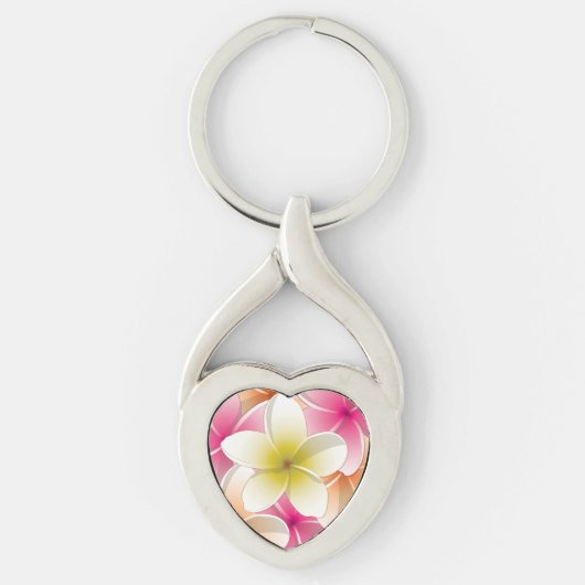 Bright Frangipani/Plumeria bloemen Sleutelhanger (Voorkant)