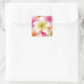 Bright Frangipani/Plumeria bloemen Vierkante Sticker (Tas)