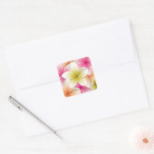 Bright Frangipani/Plumeria bloemen Vierkante Sticker (Envelop)