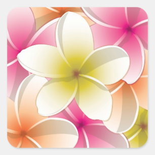 Bright Frangipani/Plumeria bloemen Vierkante Sticker