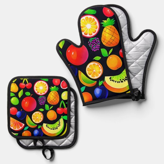 Bright Fruit Collectie Ovenwant & Pannenlap Set (Voorkant / Achterkant)
