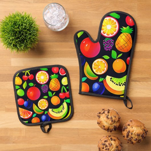 Bright Fruit Collectie Ovenwant & Pannenlap Set (Top down)