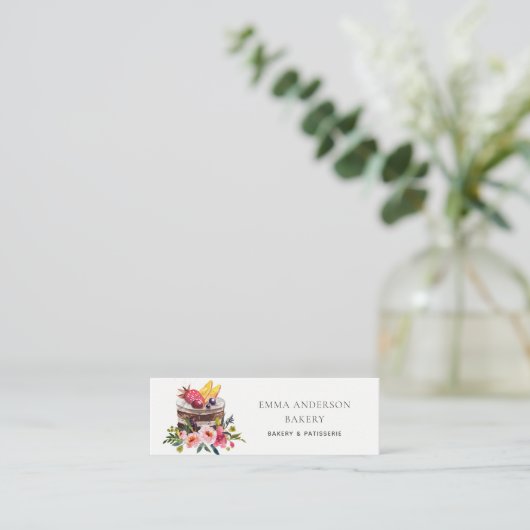 BRIGHT FRUIT FLORAL CAKE PATISSERIE CUPCAKE BAKERY MINI VISITEKAARTJE (Staand voorkant)