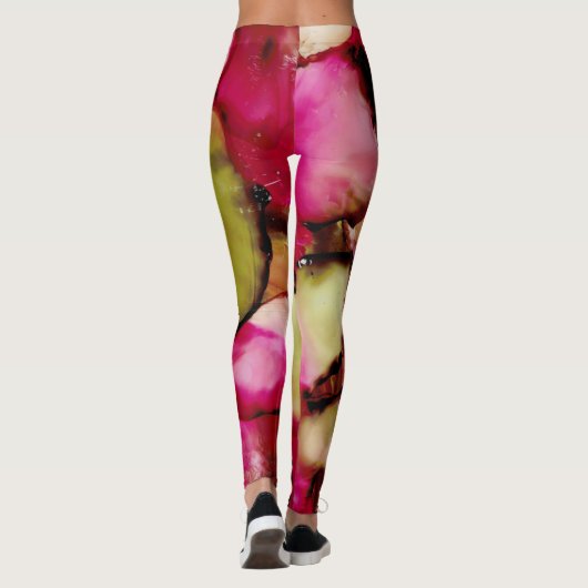 Bright Fuchsia Abstracte Vrouwen Leggings (Achterkant)