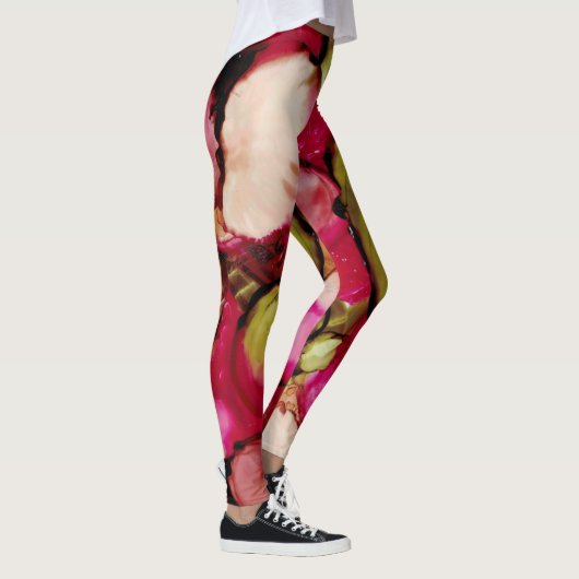 Bright Fuchsia Abstracte Vrouwen Leggings (Rechts)
