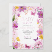 Bright Fuchsia Floral Baby shower Baby in Bloom Kaart (Voorkant)