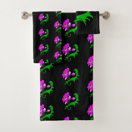 Bright Fuchsia Flower Bath-handdoekset Bad Handdoek (Insitu)