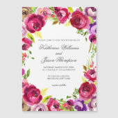 Bright fuchsia roze bloemenchique tuin bruiloft magnetische uitnodiging (Voorkant)