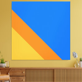 Bright Fun 70s Blauw Sinaasappel Geel Racing Strip Canvas Afdruk