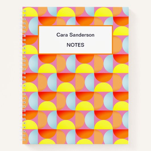 Bright Fun Mid Century Modern Abstracte halve cirk Notitieboek (Voorkant)
