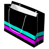 Bright Fun Pink Aqua Base Racing Stripes op zwart Groot Cadeauzakje (Voorkant Gekanteld)