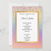 BRIGHT FUN RAINBOW SPARKLE WEDDING INVITATION KAART (Voorkant)