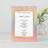 BRIGHT FUN RAINBOW SPARKLE WEDDING INVITATION KAART (Staand voorkant)