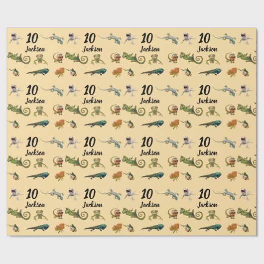 Bright Fun Reptile Verjaardagsfeest Verpakkingspap Cadeaupapier (Vlak)