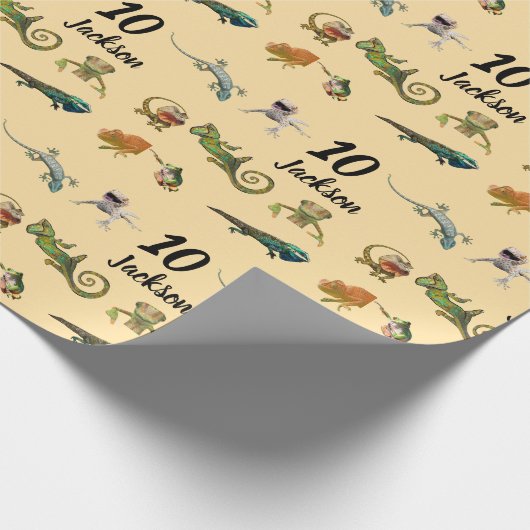 Bright Fun Reptile Verjaardagsfeest Verpakkingspap Cadeaupapier (Hoek)
