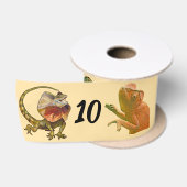 Bright Fun Reptile Verjaardagsfeestje Wrapping Satijnen Lint (Spoel)