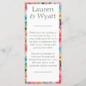 Bright Fun Tropische Botanische Bloemen Bruiloft Menu (Achterkant)