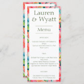 Bright Fun Tropische Botanische Bloemen Bruiloft Menu (Voorkant / Achterkant)