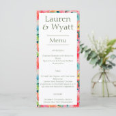 Bright Fun Tropische Botanische Bloemen Bruiloft Menu (Staand voorkant)