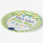 Bright Fun Typografie Leuke Walvis Boy Baby shower Papieren Bordje (Gekanteld)