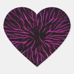 Bright Funky Hot Pink Firecracker Abstract Hart Sticker