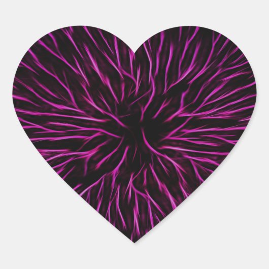 Bright Funky Hot Pink Firecracker Abstract Hart Sticker (Voorkant)