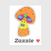 Bright Funky Mushroom Man Laptop Sticker (Vel)