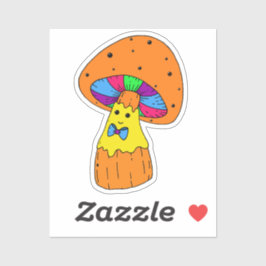 Bright Funky Mushroom Man Laptop Sticker