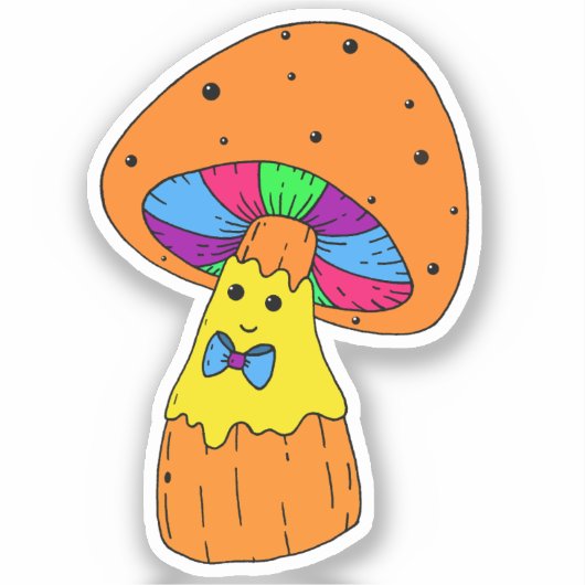 Bright Funky Mushroom Man Laptop Sticker (Voorkant)