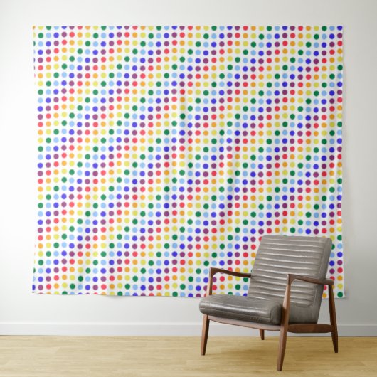Bright Funky Rainbow Polka Dot Stripes Wandkleed (In Situ (horizontaal))