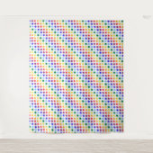 Bright Funky Rainbow Polka Dot Stripes Wandkleed (Voorkant)