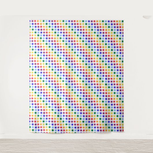 Bright Funky Rainbow Polka Dot Stripes Wandkleed (Voorkant)