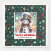 Bright funny snowman watercolor kids napkins servet (Voorkant)