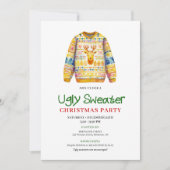 Bright Funny Ugly Sweater Xmas Party Invite Kaart (Voorkant)