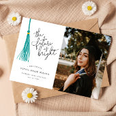Bright Future Blauwgroen Tassel Afstuderen Aankond Kaart