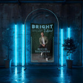 Bright Future Blue Neon Afstudeerder Foto Afstuder Spandoek
